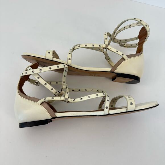 Valentino Garavani Leather Gladiator Sandals Grommet Studded 36.5-37 (US 6.5-7) - Picture 6 of 12